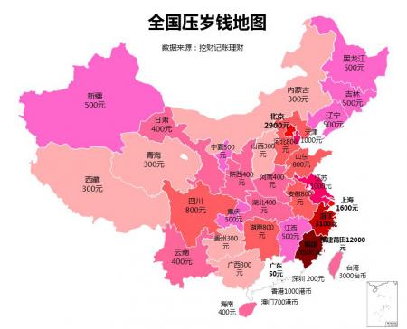 中国“压岁钱地图”