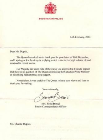 英女王办公室回信