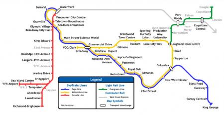 温哥华天车交通图 Vancouver Transit Network Map